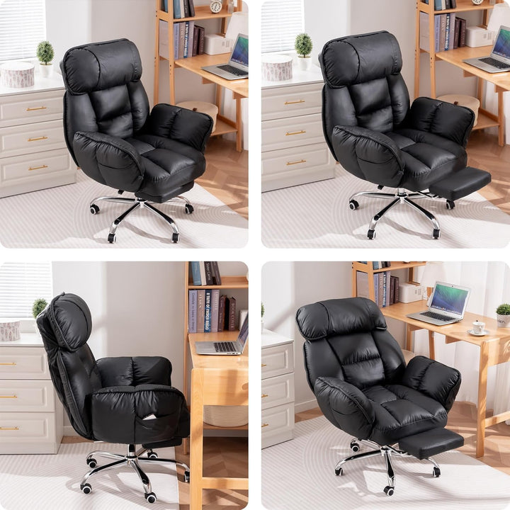 Bürostuhl Ergonomisch mit Fussstütze, Komfort im Sofa-Stil, Weiche Armlehnen, Strapazierfähiges Kuns