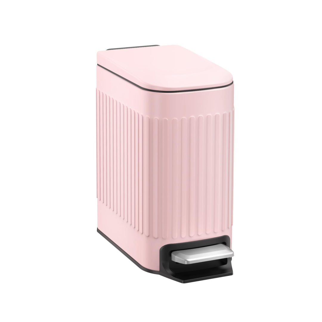 TrashAid Rosa Badezimmer-Mülleimer, 6 l Edelstahl-kleiner Mülleimer mit Deckel, Trittpedal, Niedlich