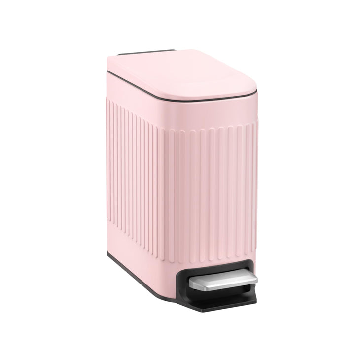 TrashAid Rosa Badezimmer-Mülleimer, 6 l Edelstahl-kleiner Mülleimer mit Deckel, Trittpedal, Niedlich