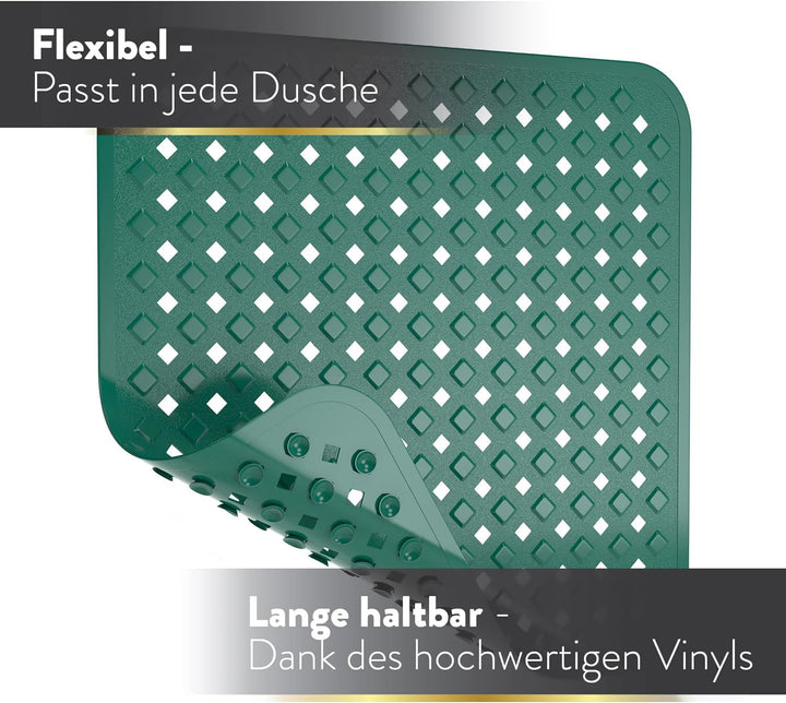 BAMONDO Duschmatte rutschfest & Hautsensitiv (dunkelgrün) 53x53 cm - Antirutschmatte Dusche maschine