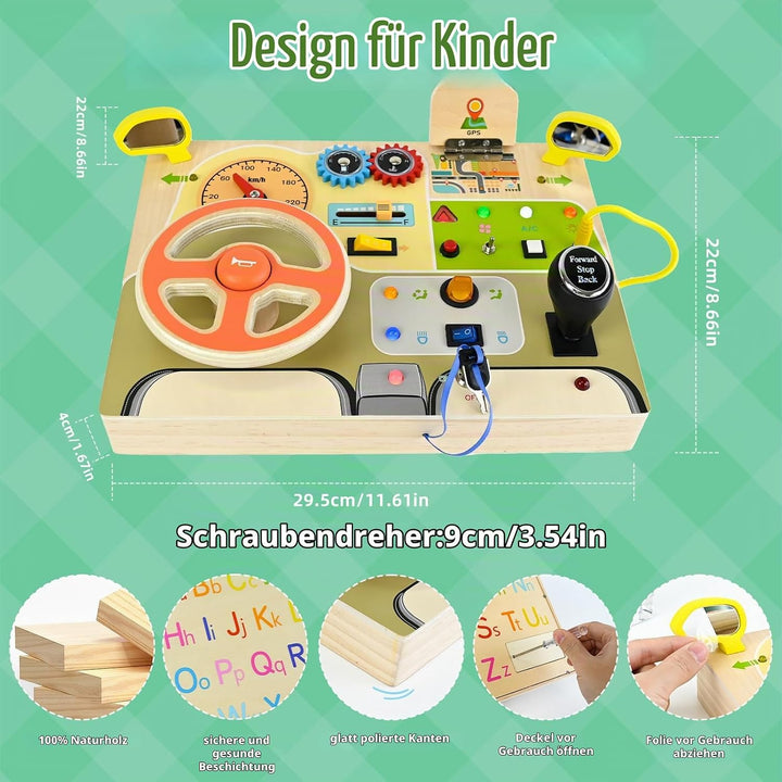 Ulikey Busy Board, Montessori Spielzeug Activity Board mit LED-Lichtschaltern, Motorikspielzeug Holz