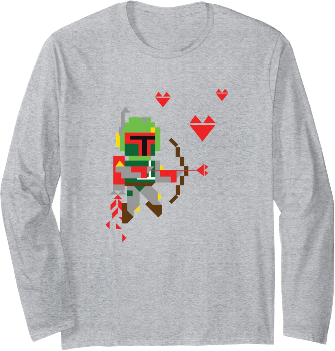 Star Wars Boba Fett 8-Bit Cupid Hearts Valentine Langarmshirt