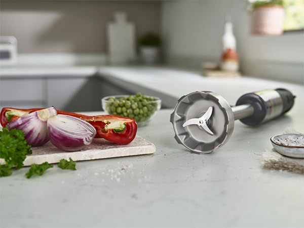 Kenwood Triblade XL+ HBM60.002GY Stabmixer - Pürierstab mit TriBlade-System, Einstellbare Geschwindi