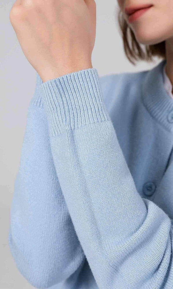 SMILING PINKER Damen Strickjacke Langarm Cardigan Warm Rundhals Strickweste Jacke mit Knopfleiste un