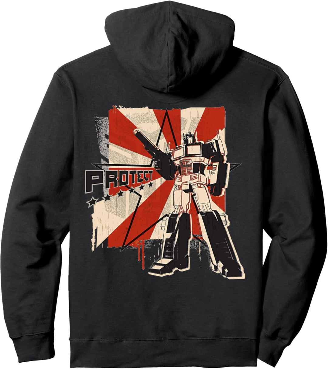 Transformers Optimus Prime Propaganda Protect Pullover Hoodie