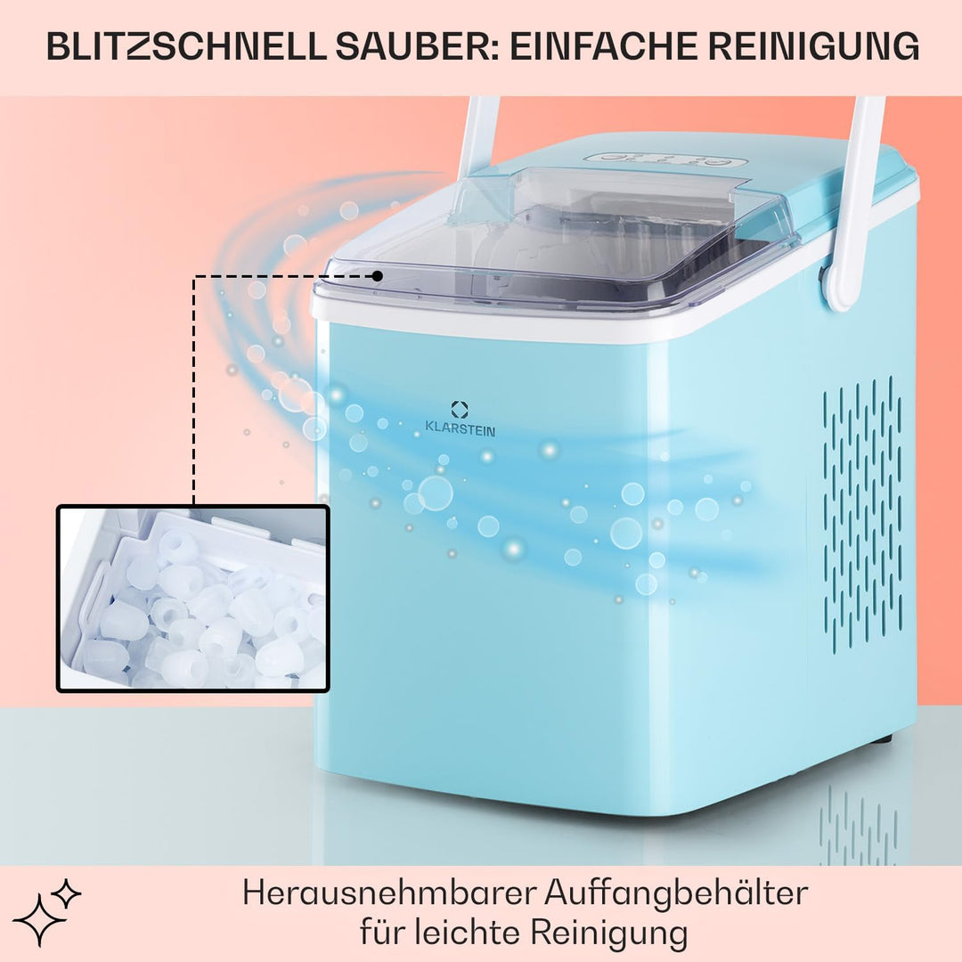 Klarstein Arctic Porter Ice Cube Maker, 12kg/24h, 2 Sizes, Production Time: 8 Minutes, Ice Cubes Per