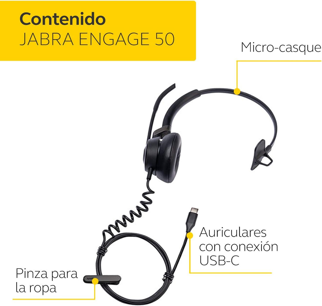 Jabra Engage 50 On-Ear Mono Headset - Microsoft-zertifizierter, digitaler Kopfhörer mit Kabel - pass