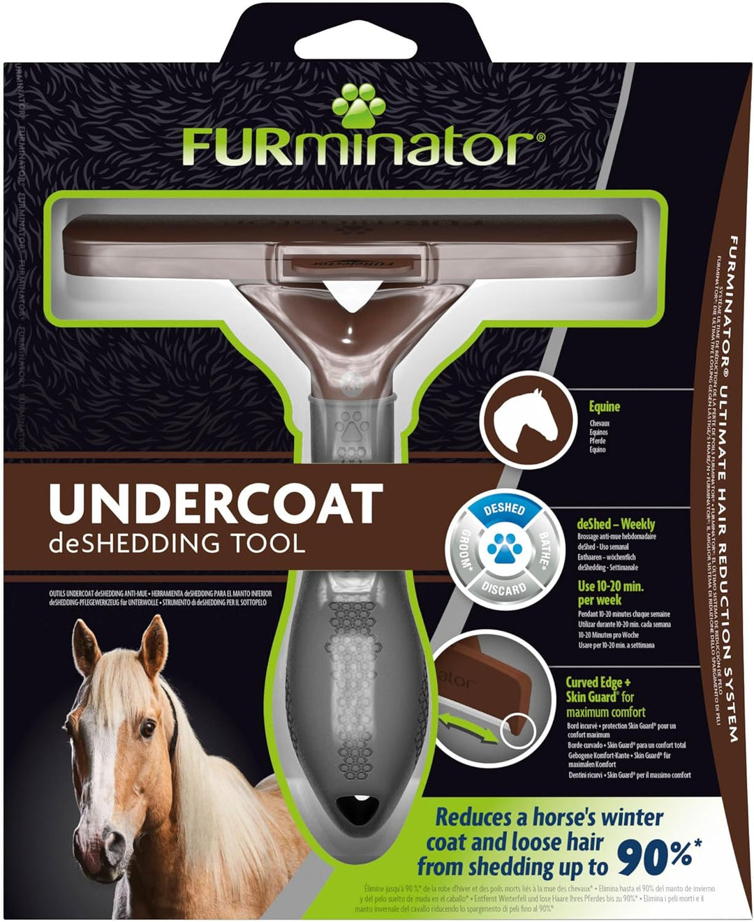 FURminator deShedding-Tool Pferd - Pferdebürste / Pferdestriegel zur gründlichen Entfernung der Unte