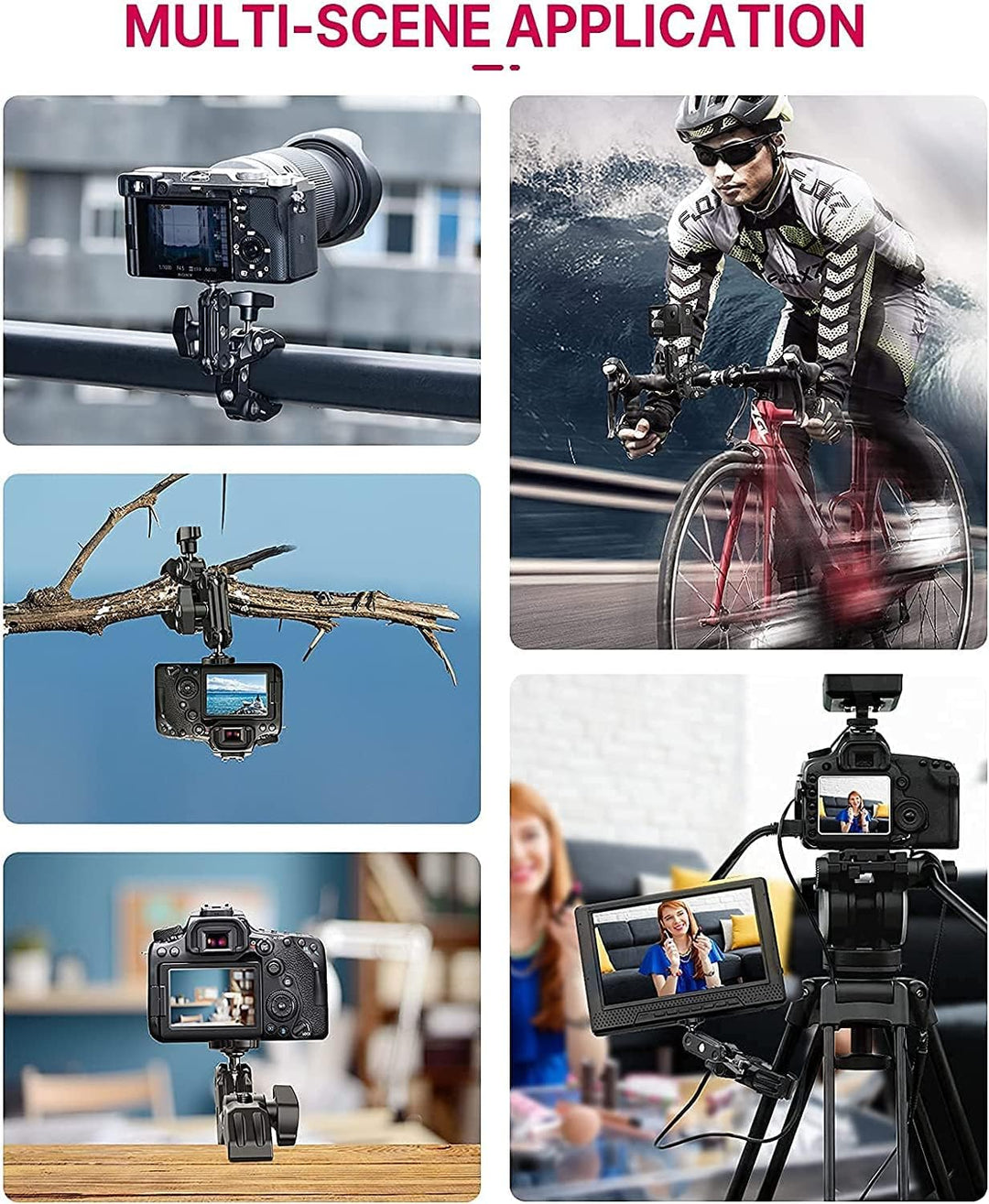 ULANZI R094 Klemmstativ Kamera, Magic Arm mit Super Clamp Crab und 360° Doppelkugelkopf mit 1/4" &amp; 3