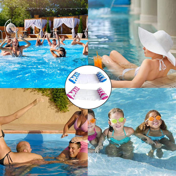 2 Stück Aufblasbare Wasserhängematte Schwimmbett, 4 in 1 Luftmatratze Pool, Wasser Hängematte, Pool