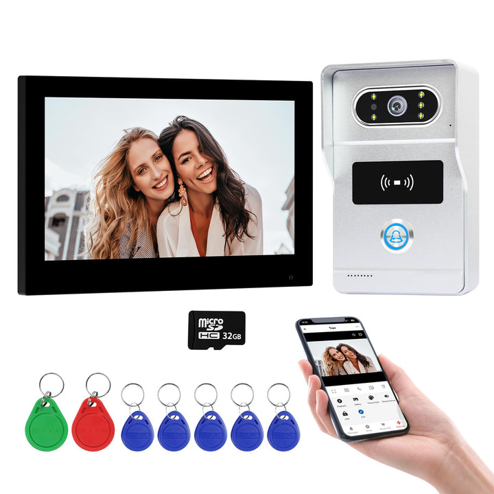 2 Draht WLAN Kabellose Video Türsprechanlage, 1080P HD 7 Zoll Touchscreen Video Intercom System für