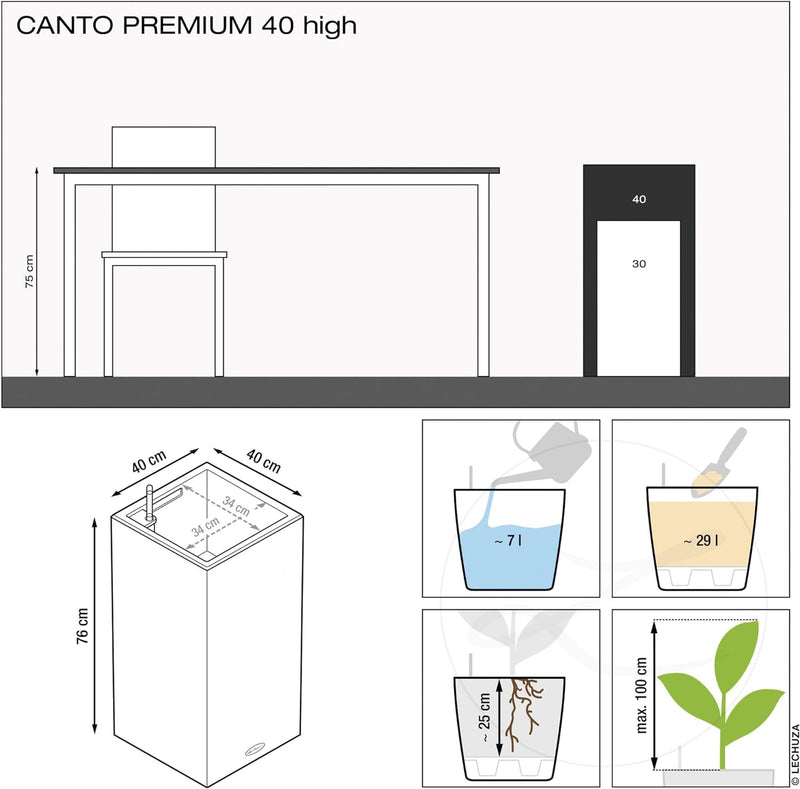 Lechuza Canto Premium 40 high, weiss Hochglanz 40x40x76 cm Weiss Hochglanz, 40x40x76 cm Weiss Hochgl