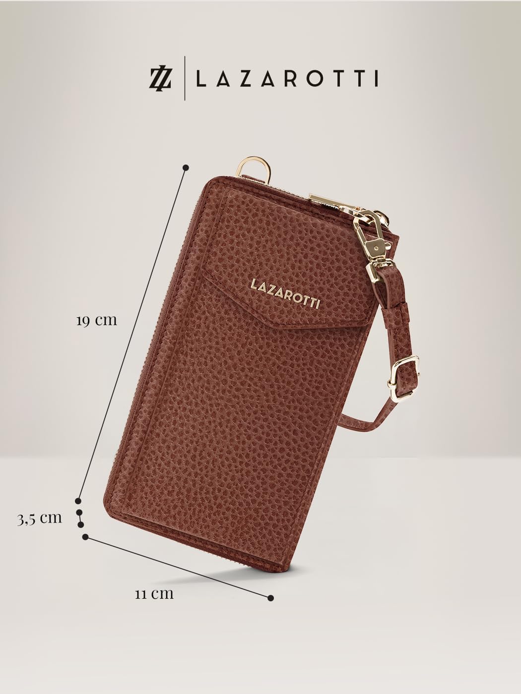 Lazarotti Bologna XL Leder Damen-Geldbörse &amp; Handytasche (2-in-1) | 16 Kartenfächer | zum Umhängen m