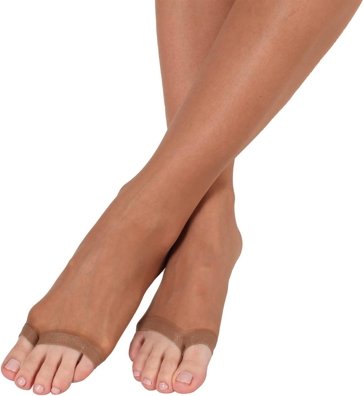 BANANALU 15 Den zehenfreie weiche Strumpfhose Toeless transparent Open Toe L Bronze 6er Set, L Bronz