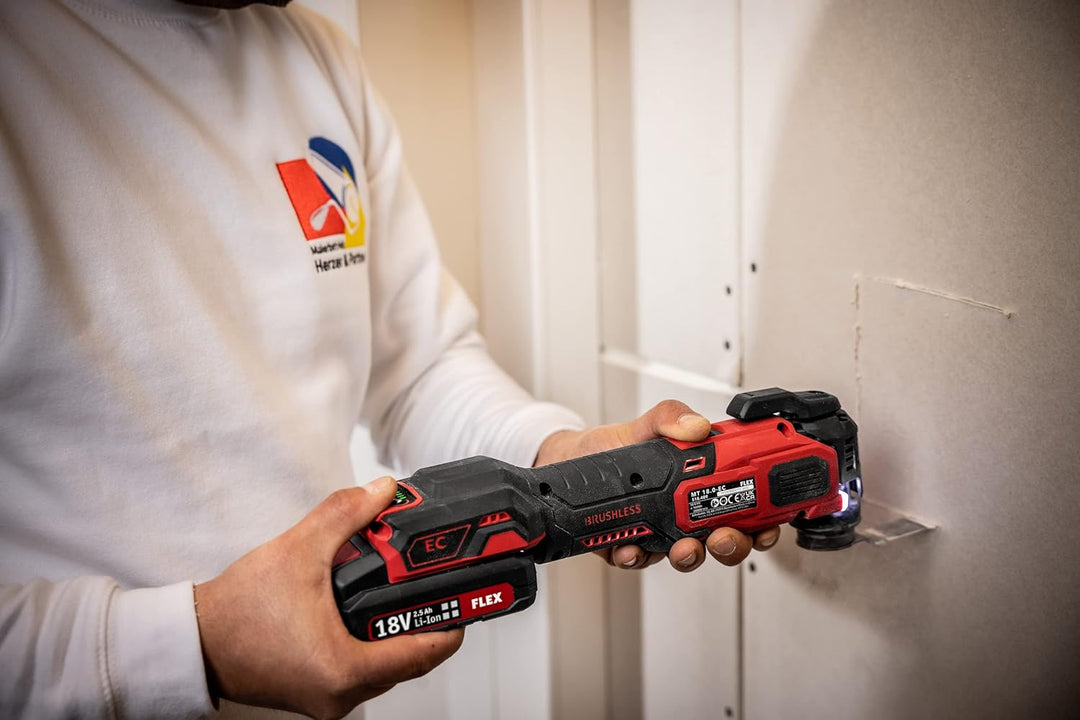 Flex Akku-Multitool MT 18.0-EC /5.0 Set (18 V, inkl. Transportkoffer + 2x Akku 5,0 Ah + Ladegerät, M