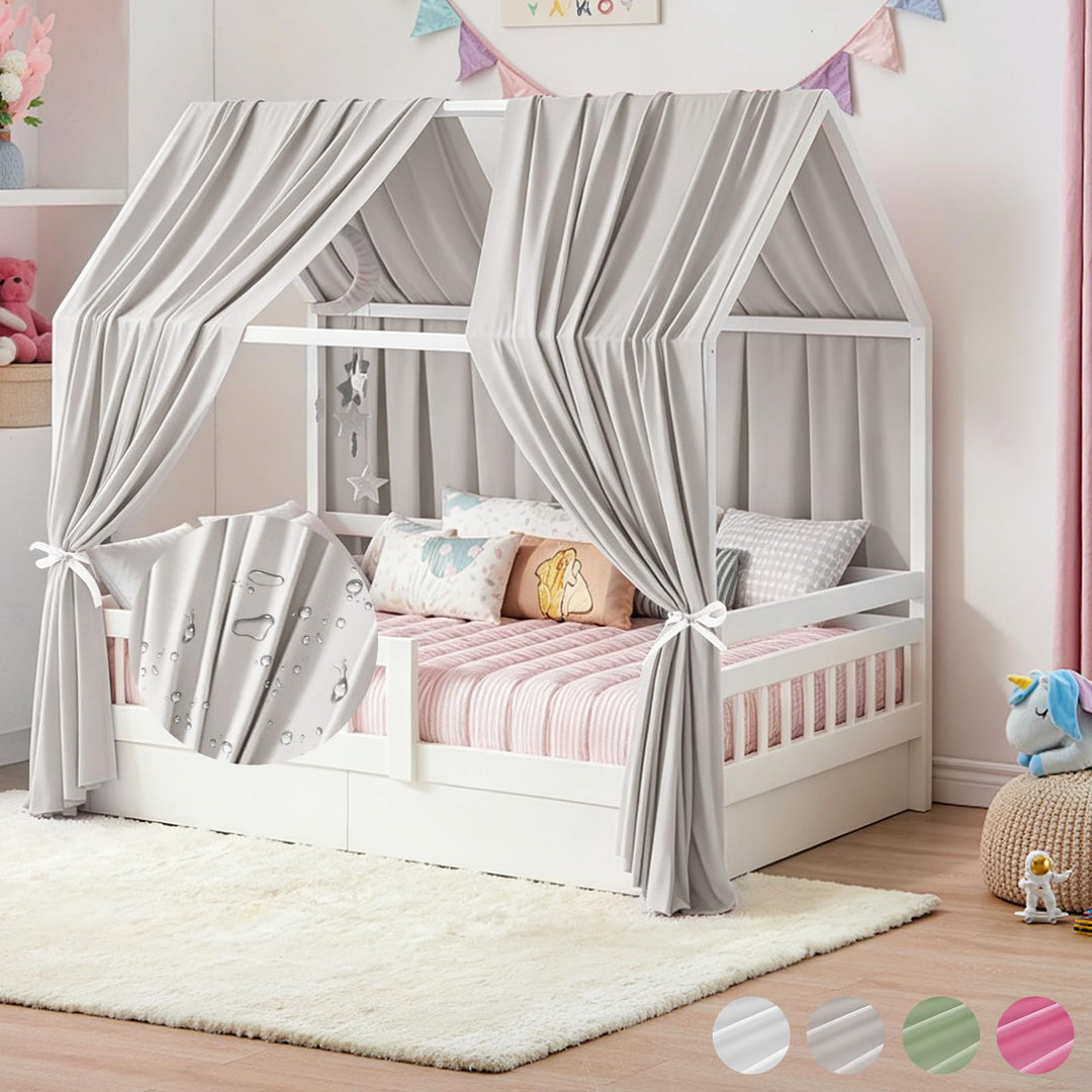Hausbett Himmel, 2PCS Betthimmel Hausbett, Musselin himmelbett vorhänge, Hausbett Vorhang für Hausbe