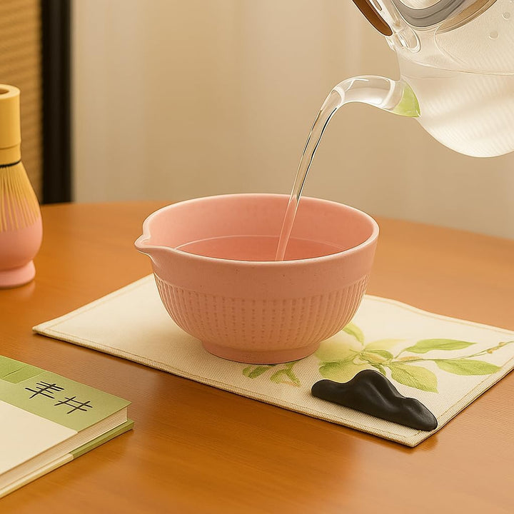 Matcha Set 7-teilig – Premium Tee Set mit Keramik Matcha Schale, Bambus Schneebesen (Chasen), Sieb &