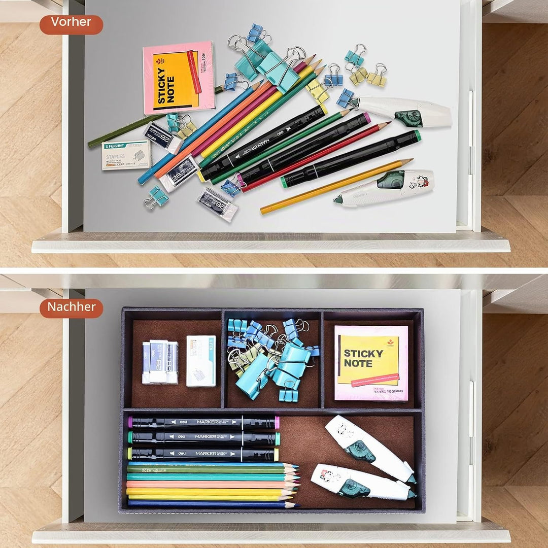 GORESE Valet Tablett, Leder Büro Schublade Schreibtisch Aufbewahrungsbox, Nachttisch Ablageschale, T