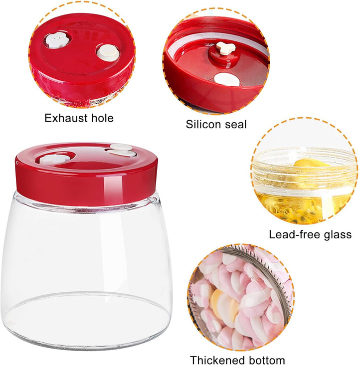 Gärglas,2 Stück1000ml Fermentierglas,Sauerteig Glas,Glas Fermentier,Gläser Fermentier,Sauerteig Star