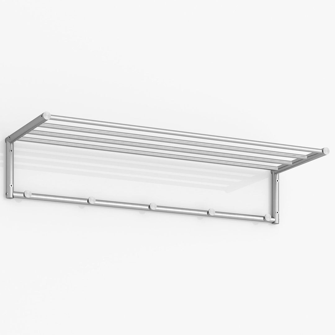 PHOS Design, G17-600, 60 cm breite Edelstahl-Wandgarderobe mit 4 Kleiderstangen und 5 Kleiderhaken 6