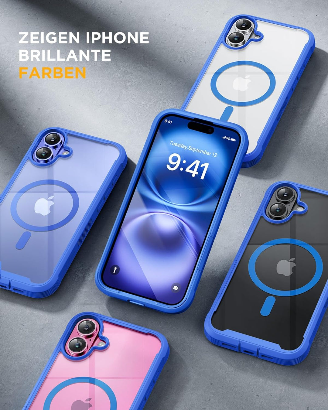 Miracase 360 Grad für iPhone 16 Hülle mit Magsafe, Eingebaut Glas Schutzfolie, Komplettschutz HandyH