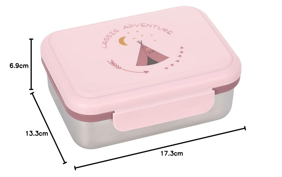 LÄSSIG Kinder Brotdose Edelstahl Lunchbox Frühstücksbox nachhaltig Kindergarten Schule/Adventure Tip
