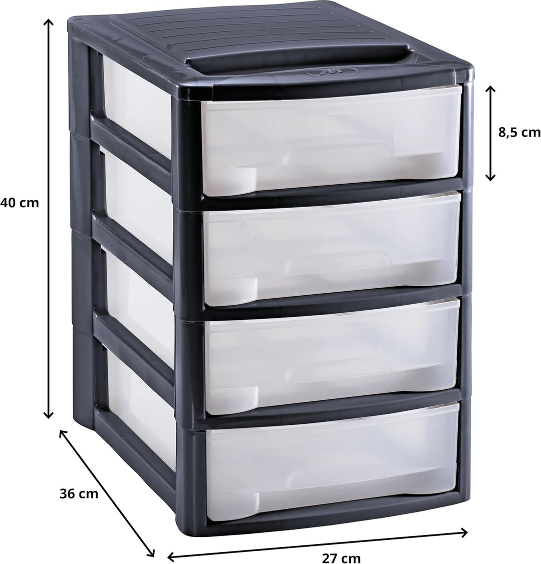 M home by Mazzei Mondex Schubladenbox DIN A4 Box mit 4 Schubladen aus Kunststoff PLS 6132 Organizer
