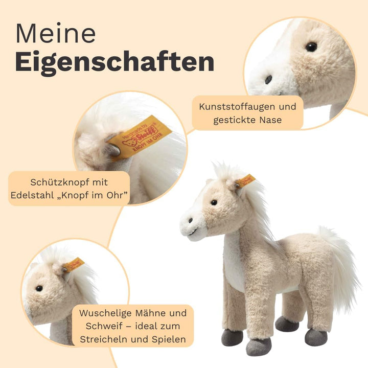 Steiff 074318 Soft Cuddly Friends Gola Pferd 27cm, blond stehend