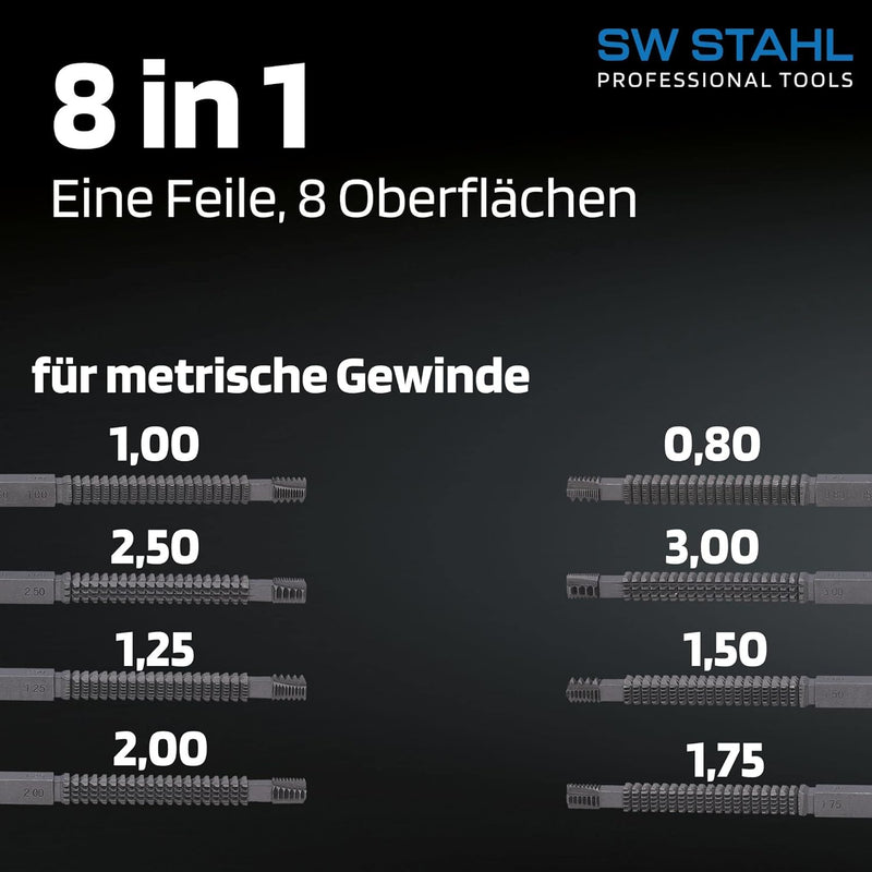 SW-Stahl 81680L Gewindefeile metrisch/für Gewinde-Steigungen von 0,8 bis 3,0 / für Innen- und Aussen