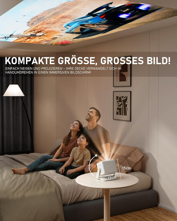 Smart Mini Beamer【Netflix Offiziell ＆ Autofokus / 6D Trapezkorrektur 】 27000L WiFi6 Bluetooth Beamer