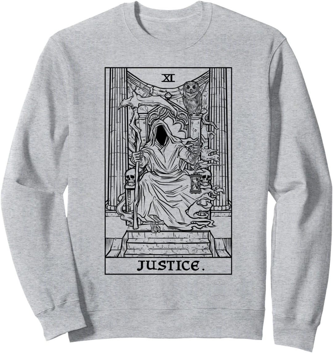 Gerechtigkeits-Tarot Karte Sensenmann Halloween Horror Okkult Goth Sweatshirt