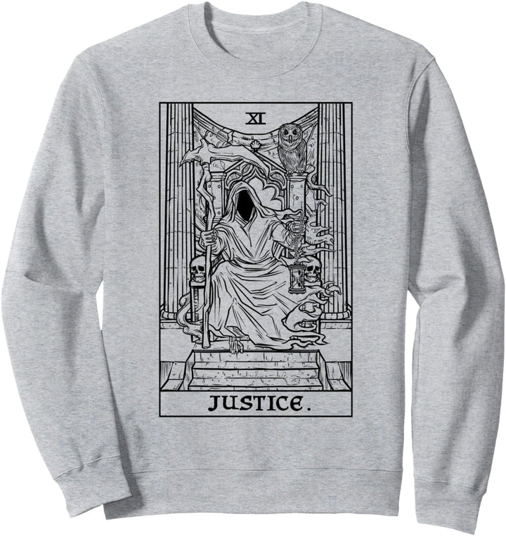 Gerechtigkeits-Tarot Karte Sensenmann Halloween Horror Okkult Goth Sweatshirt