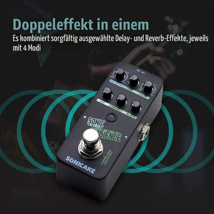 SONICAKE Delay und Reverb Gitarre Effektpedal Sonic Ambience Multi Mode Tap Tempo, Delay und Reverb