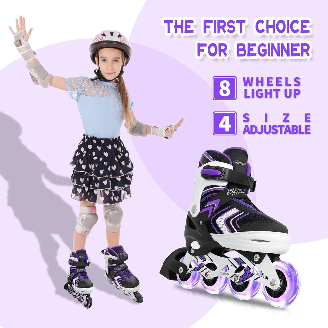Nattork Inliner für Kinder Verstellbare Inline Skates, 4 Grössen Kinder Inline Roller Skates mit Bel
