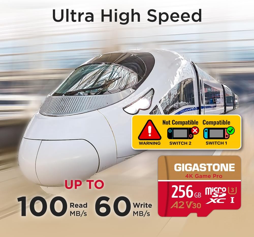 [5 Jahre kostenlose Datenwiederherstellung] Gigastone 4K Game Pro 256GB MicroSDXC Speicherkarte 2er-