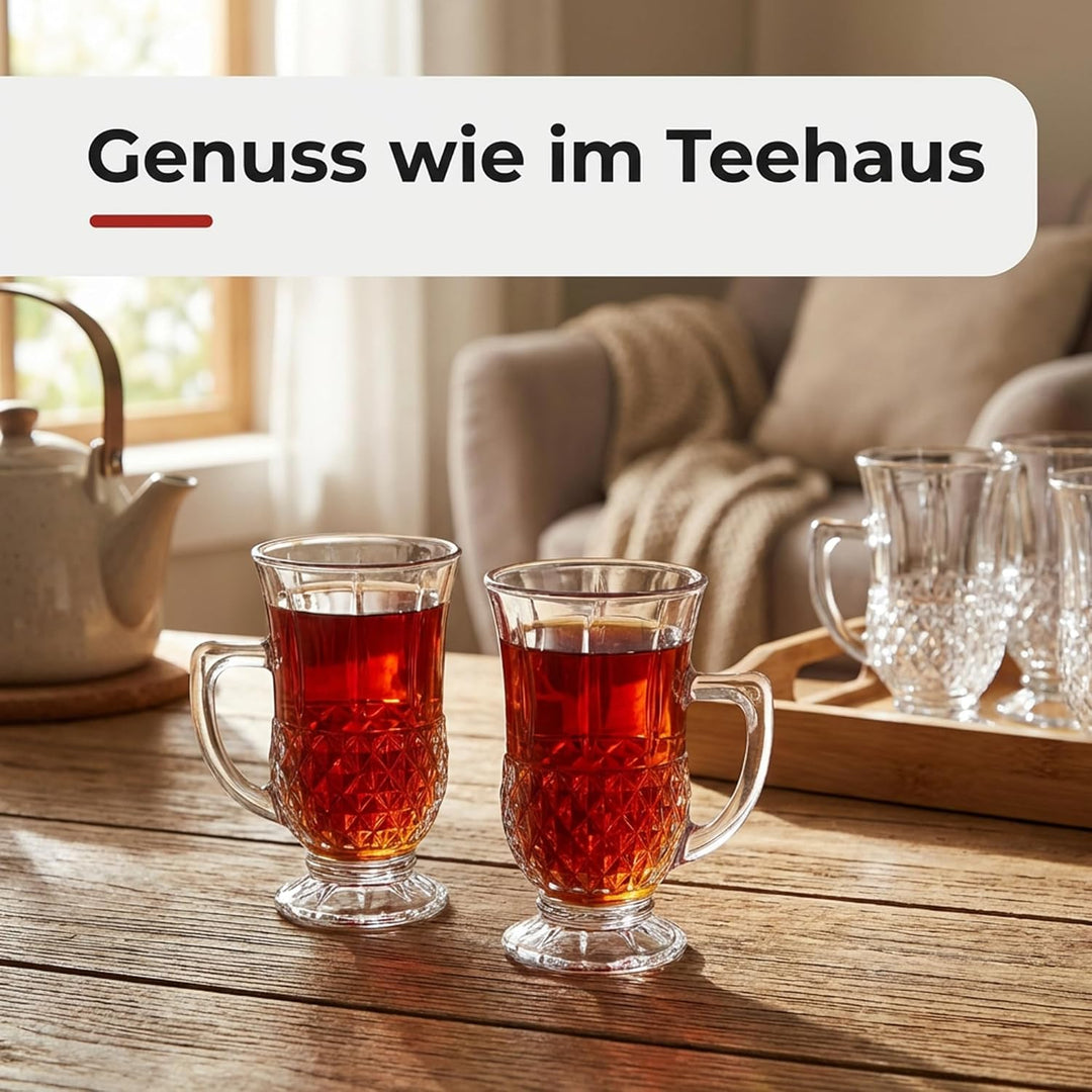 by Pasabahce Istanbul Teegläser 160ml, 6er Set, Gläser aus Kristallglas, Facettenschliff, spülmaschi