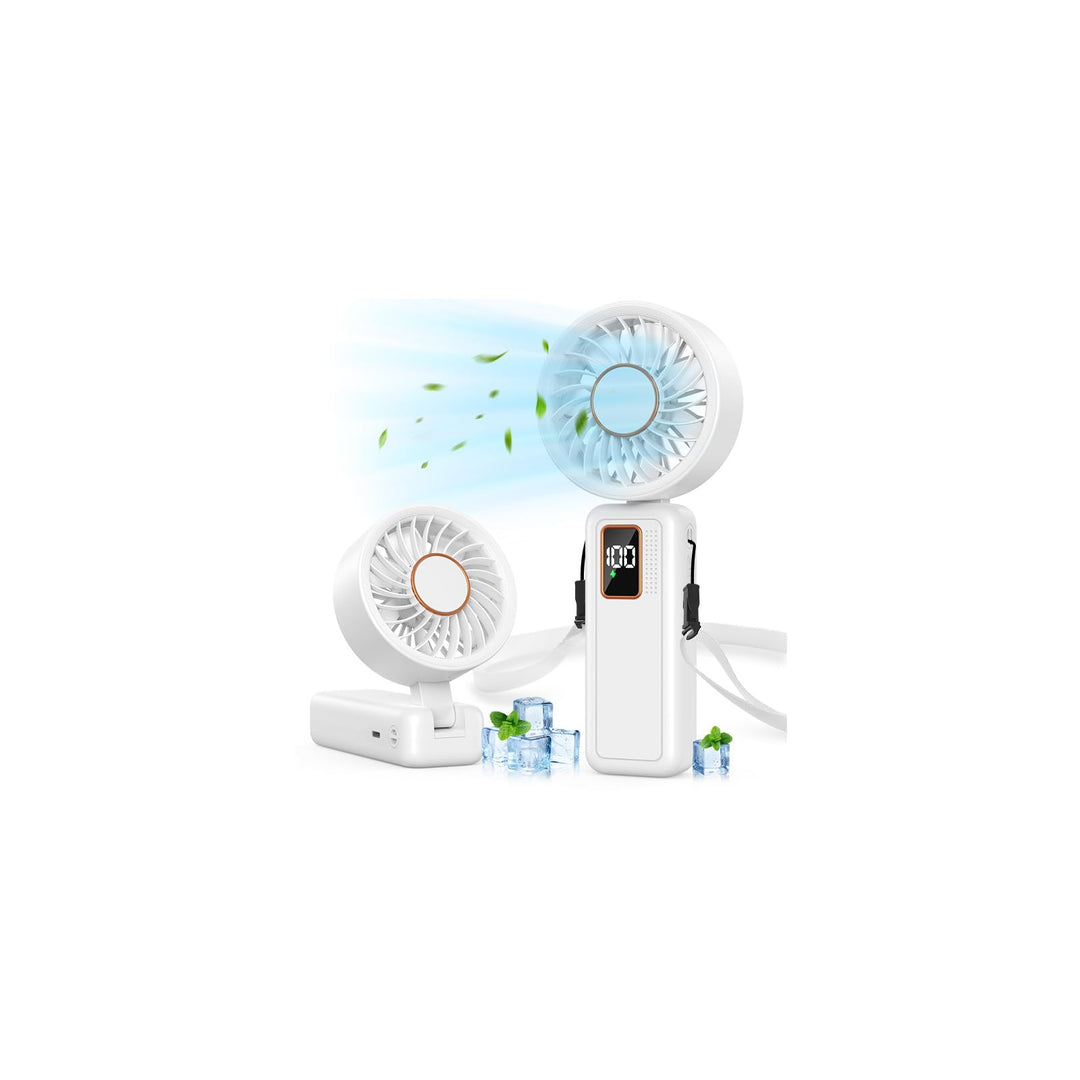Handventilator, 6000mAh Handventilator Akku Aufladbar, 5 Stufen USB Ventilator Leise und Starke, 120