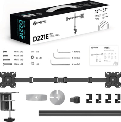 ONKRON Zweiarm Monitor Halterung für 13-32 Zoll Flach&Curved Bildschirm, Tischhalterung Höhenverstel