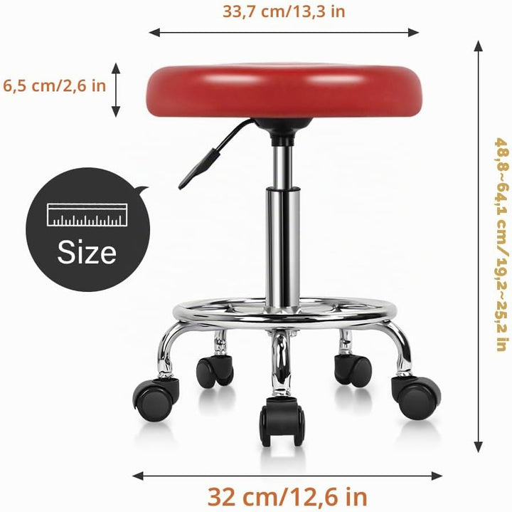 KKTONER Rollhocker mit Pedal (Rot), Rot