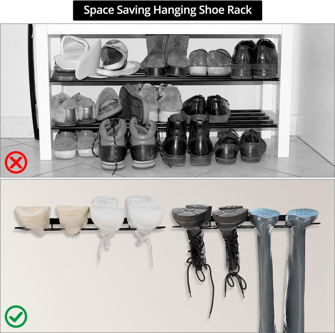 QWORK® 3 Stück Wand-Schuhregal – Metallständer für 6 Paar Schuhe – Platzsparender Schuh-Organizer fü