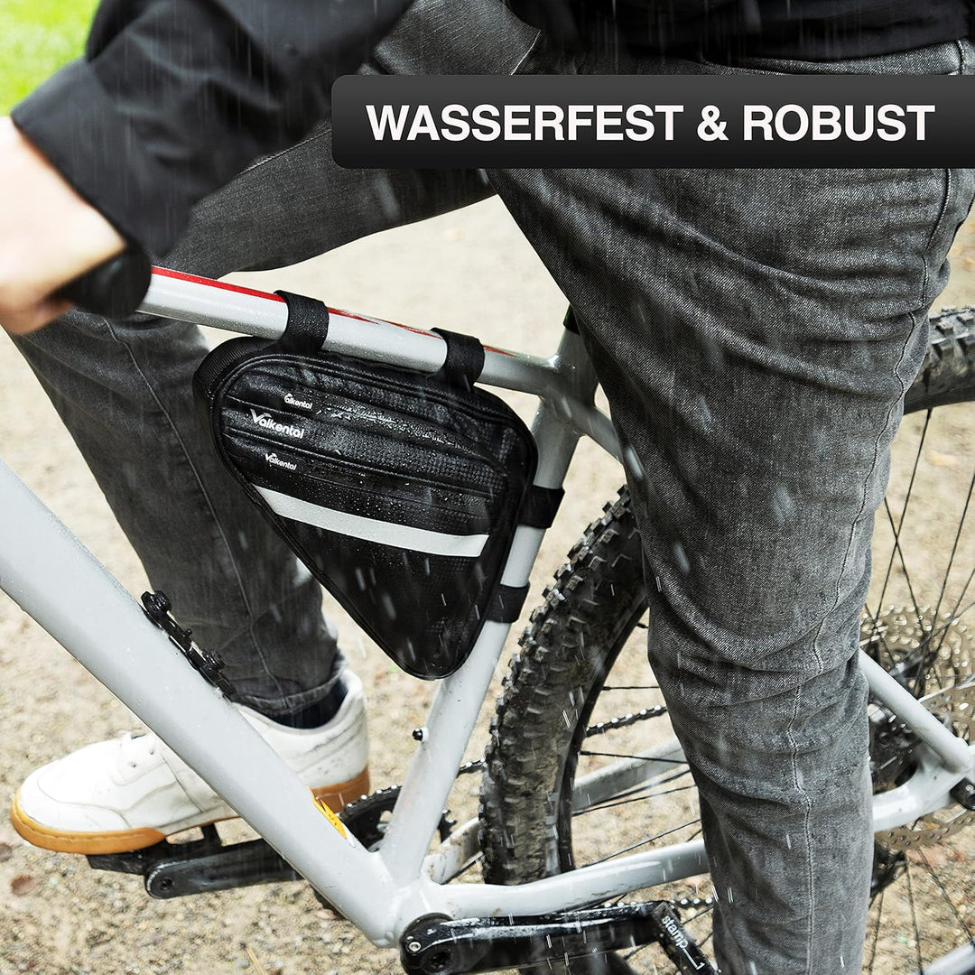 Valkental - Wasserfeste Rahmentasche mit viel Platz - 1,5L Volumen - Fahrradtasche mit Reflektoren u