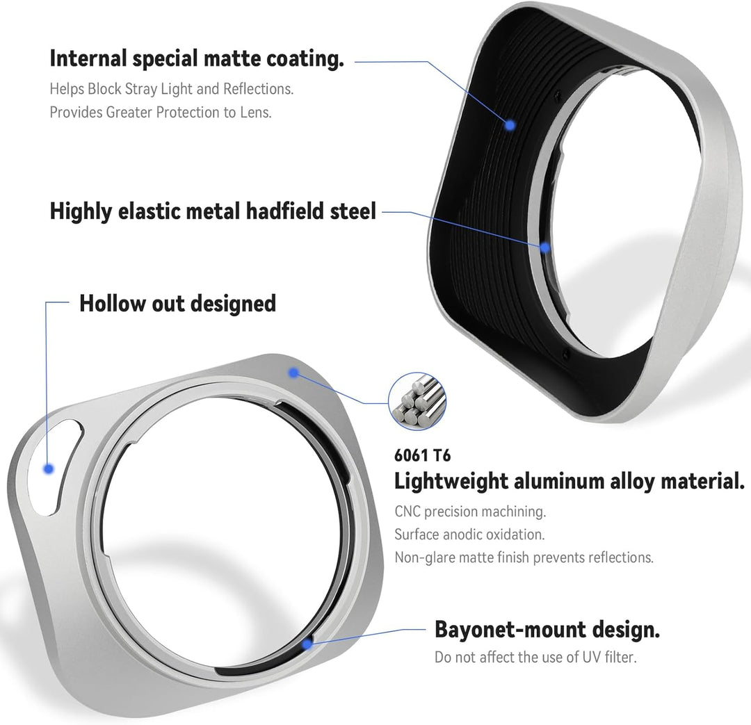 Haoge LH-ZM33P Gegenlichtblende mit Bajonettverschluss, Metall, rechteckig, für Carl Zeiss Distagon