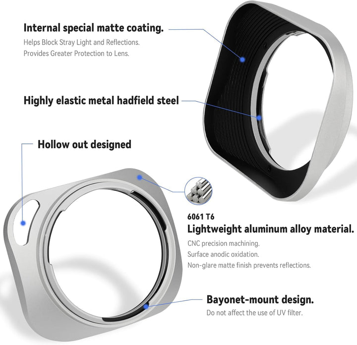 Haoge LH-ZM33P Gegenlichtblende mit Bajonettverschluss, Metall, rechteckig, für Carl Zeiss Distagon