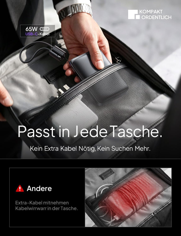 LISEN Qi2.2 25W MagSafe Powerbank, Power Bank 45W PD Schnellladen &amp;10000mah Flugzulassung, Robuster
