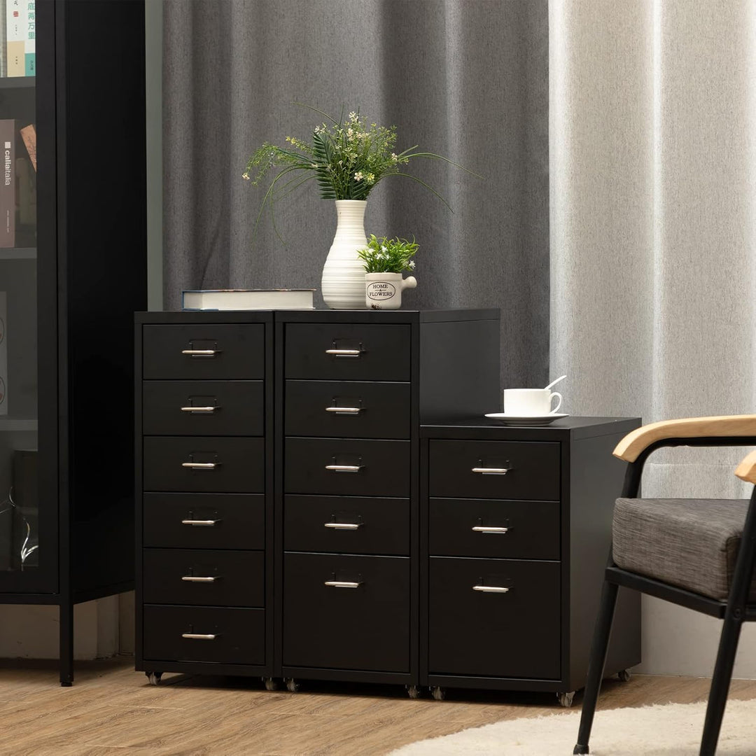 HollyHOME Mobiler Aktenschrank mit 5 Schubladen, rollender Akten-Organizer, Metall-Aufbewahrungsschr