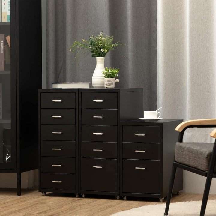 HollyHOME Mobiler Aktenschrank mit 5 Schubladen, rollender Akten-Organizer, Metall-Aufbewahrungsschr