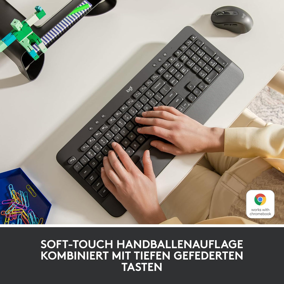 Logitech Signature K650 Comfort kabellose Tastatur mit Handballenauflage, BLE Bluetooth/Logi Bolt US