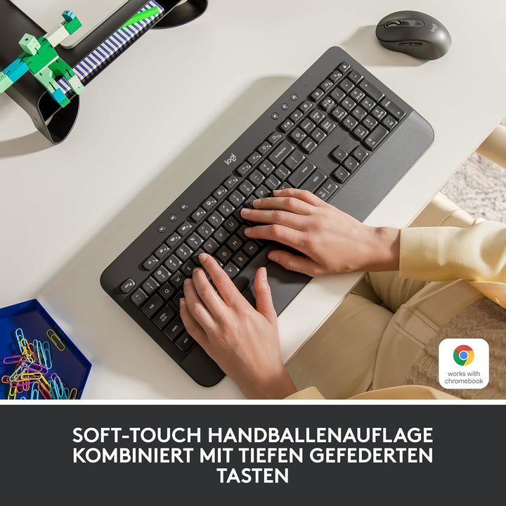 Logitech Signature K650 Comfort kabellose Tastatur mit Handballenauflage, BLE Bluetooth/Logi Bolt US