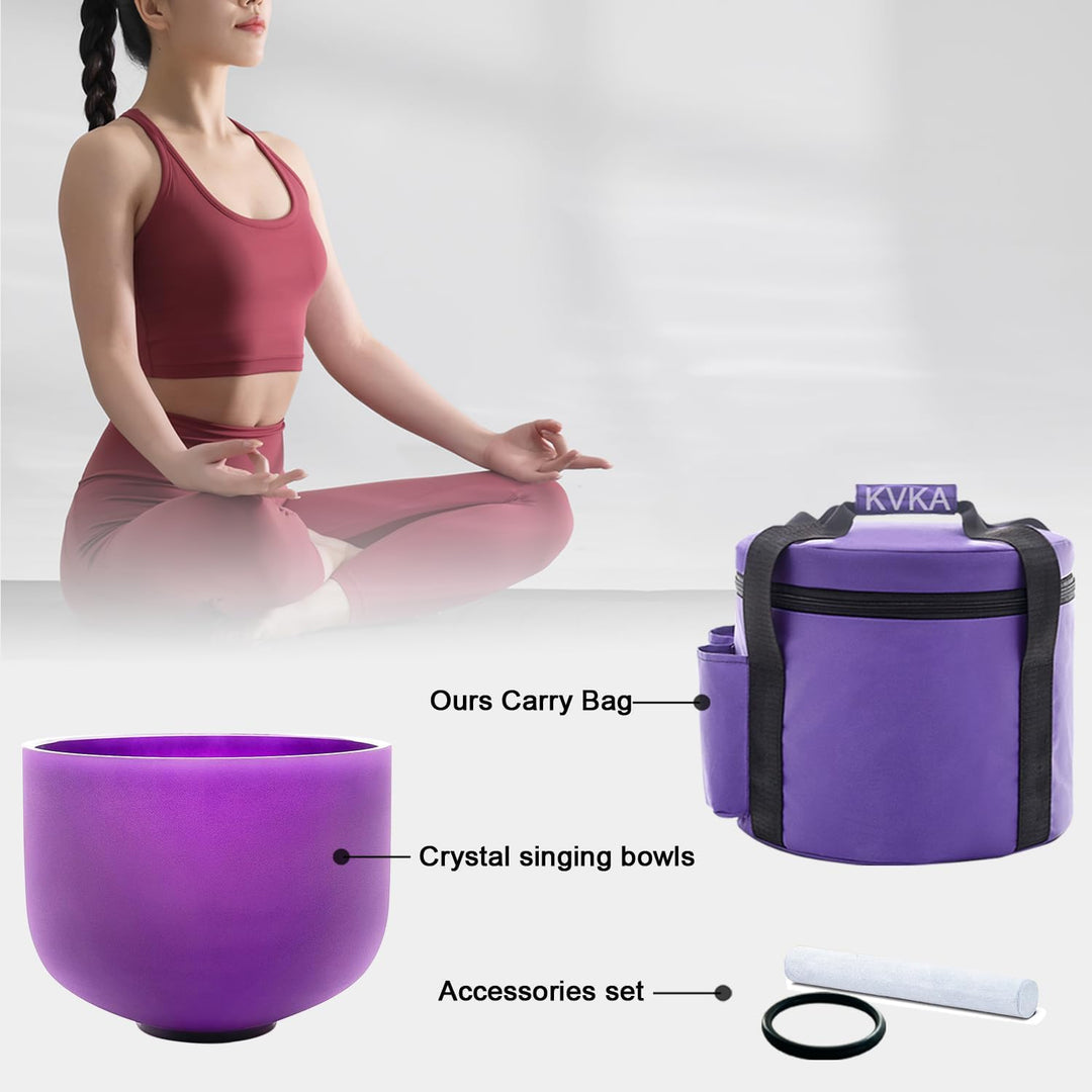 KVKA 20cm Klangschalen, 432Hz B note 8 inch Violett Chakra Klangschale für Yoga Meditation Sound Hea