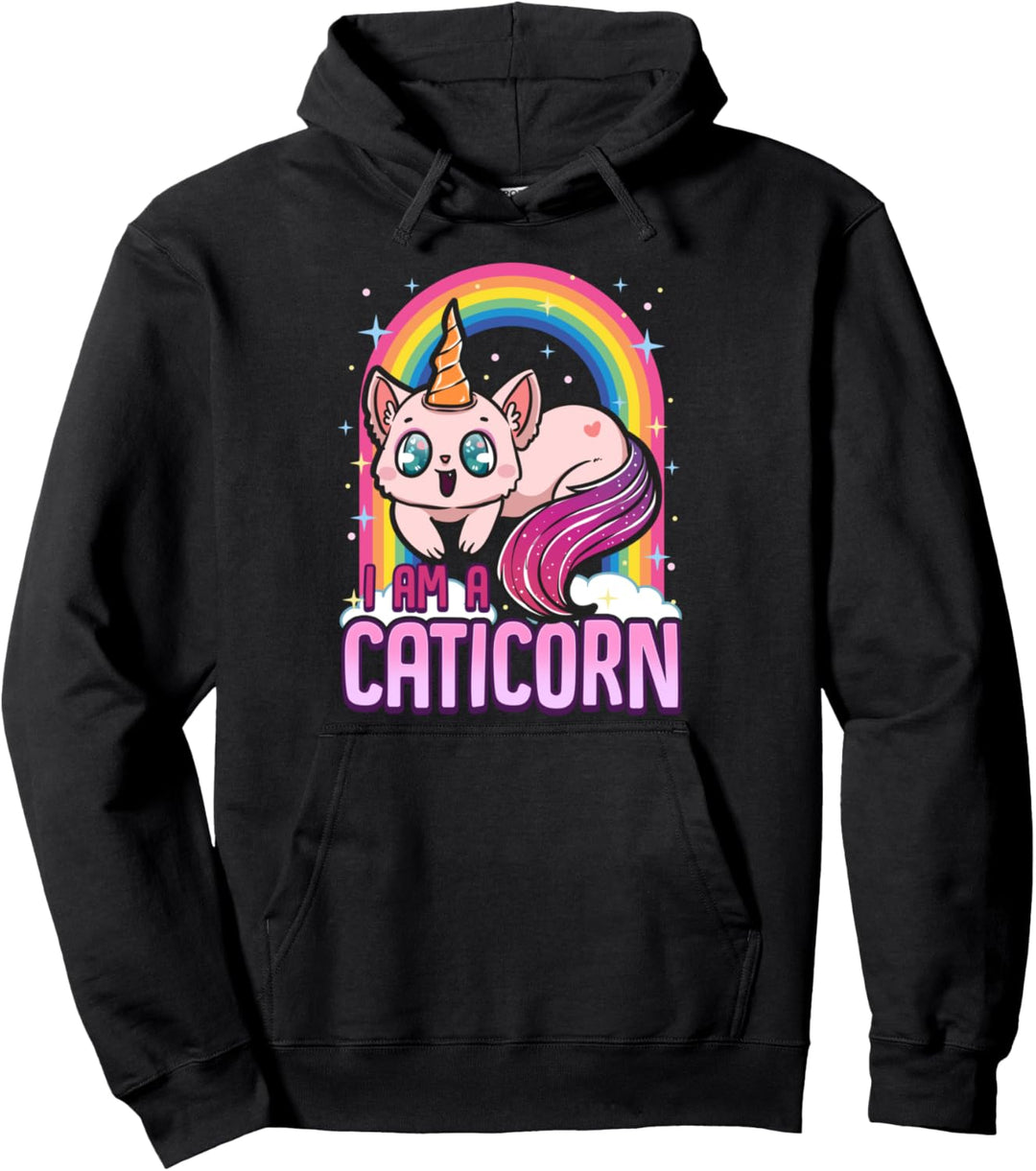 Caticorn Meowgical Rainbow Kittycorn Kids Girls Cat Unicorn Pullover Hoodie